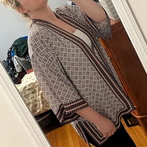 Boho kimono cardigan with oranges and blues